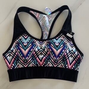 PINK Victoria's Secret Geometric Sports Bra - Black and Pink